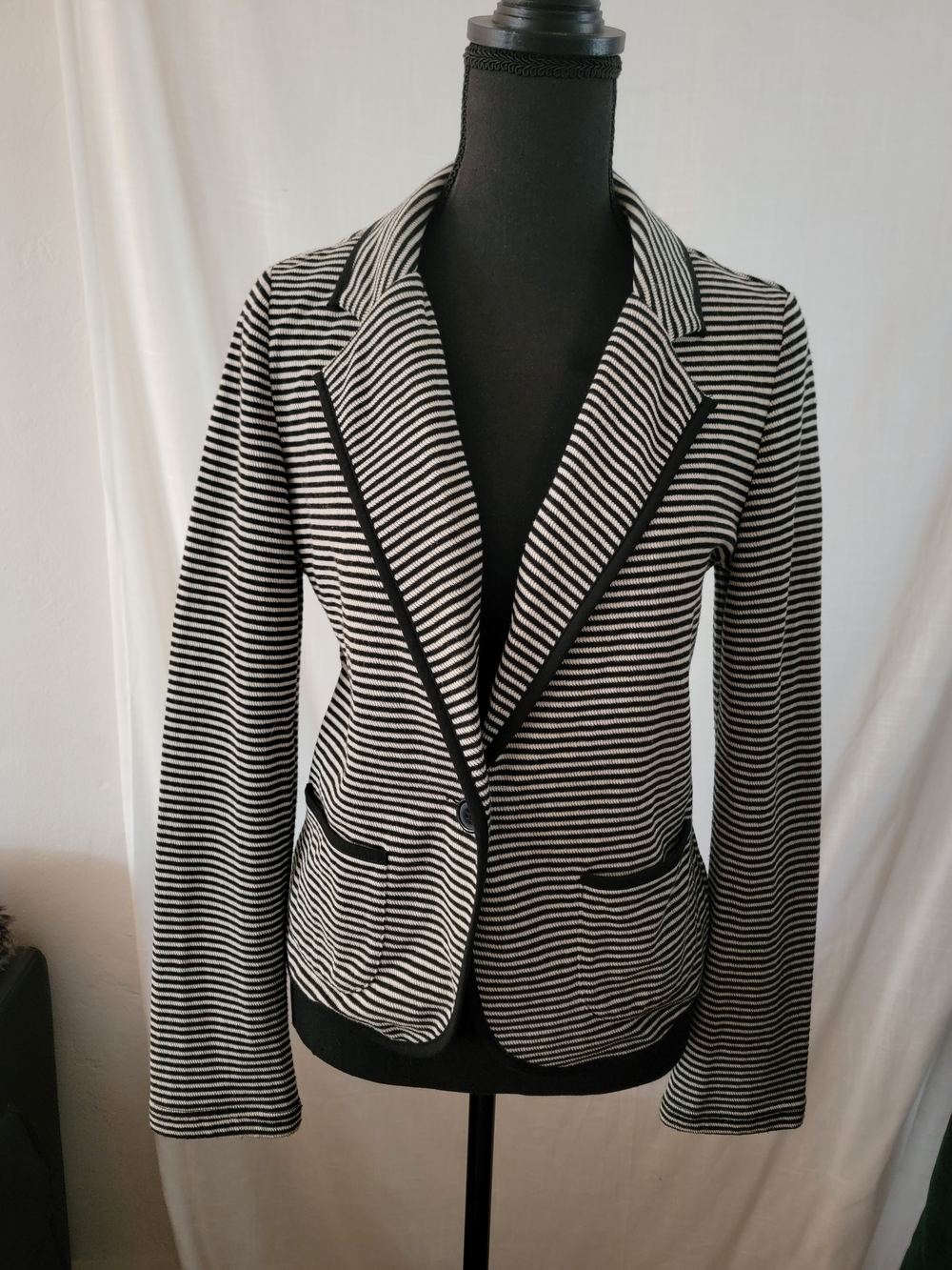 Striped Black and White Tailored Blazer